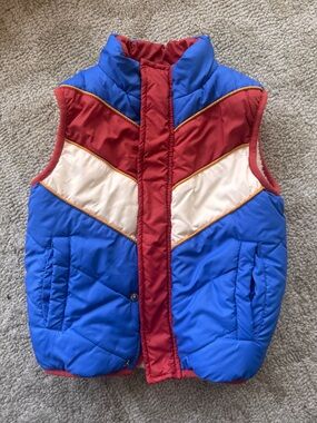 Kids Colorblock Puffer Vest - Blue/Red/Ivory